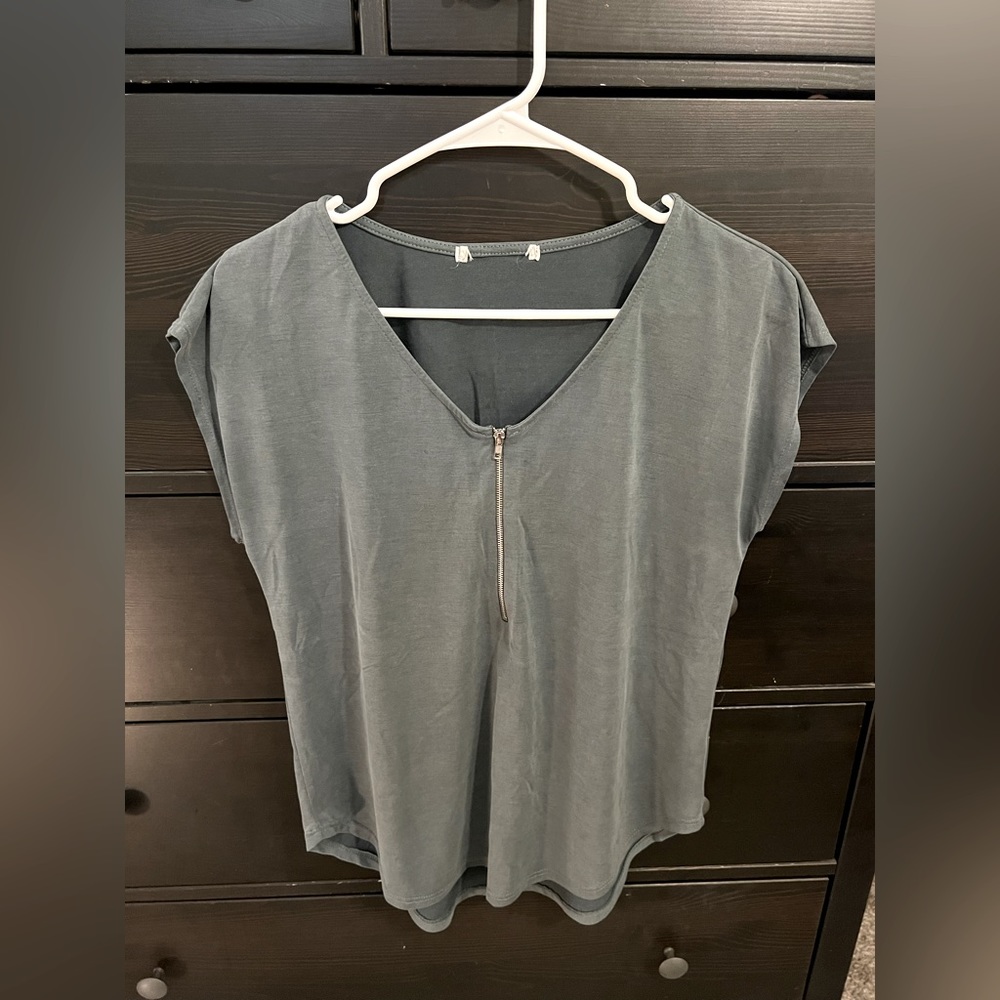 Zipper Shirt Blue/Green/Gray S